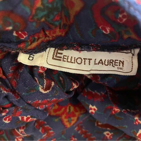 Vintage 90s Floral Midi Long Skirt Women’s 6 Navy Medallion Flowy Boho Garden - Picture 2 of 13